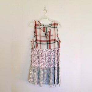 True Craft Sleeveless Lightweight Plaid & Floral Midi Dress Size 0X